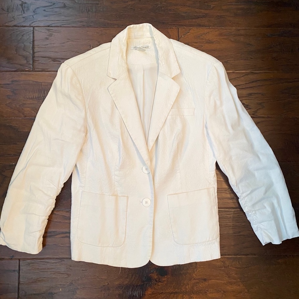 Kenneth Cole Crinkle Fabric Off White Jacket - 4